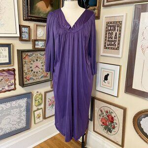 Deep Eggplant Purple Long Sleeve Nylon Nightgown By Exquisite Form Size 3X